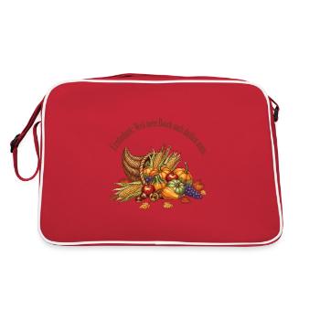 Erntedank: Weil mein Bauch auch danken muss. - Retro Tasche - Rot/Weiß - Hinten