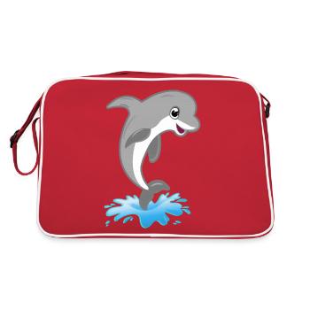 Dauphin mignon sautant - Sac Retro - rouge/blanc - Dos