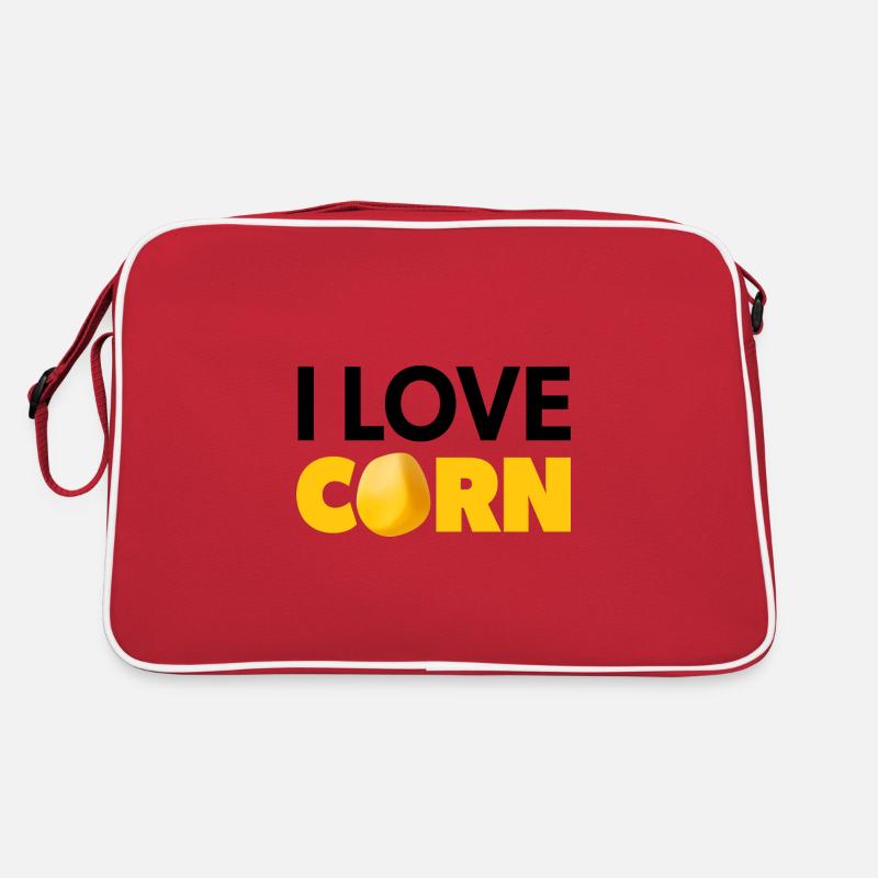 « I Love Corn » noir et jaune avec grain de maïs Sac Retro