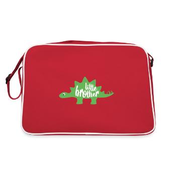Dino Dinosaurier Stegosaurus grün little brother - Retro Tasche - Rot/Weiß - Hinten