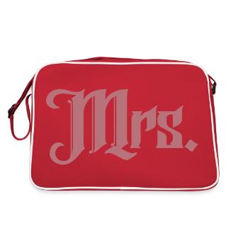 Mrs. Matching Couple Engagement Wedding Honeymoon - Retro Bag - red/white - Back
