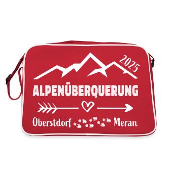 Alpenüberquerung Oberstdorf Meran 2025 Geschenk - Retro Tasche - Rot/Weiß - Hinten
