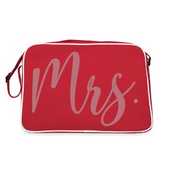 Mrs. Matching Couple Engagement Wedding Honeymoon - Retro Bag - red/white - Back