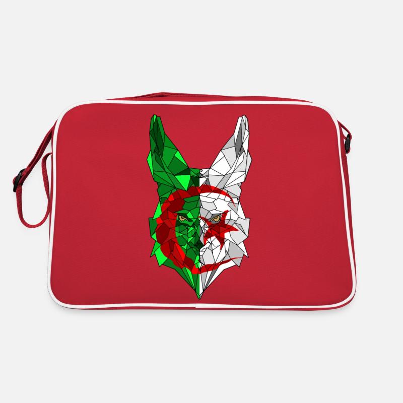 Fennec and flag of Algeria in polysphere 3 - Retro Bag - red/white
