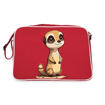 Comic Cute Kawaii Erdmännchen - Retro Tasche - Rot/Weiß - Hinten