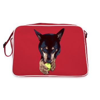 Good dog playing ball - Retro Bag - red/white - Back
