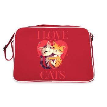 Chats J’aime Les Chats Amour Câlin Coeur Câlin - Sac Retro - rouge/blanc - Dos