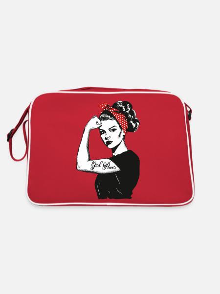 Girl Power Girl Power Grl Pwr Femme Fille Rétro - Sac Retro - rouge/blanc - Dos