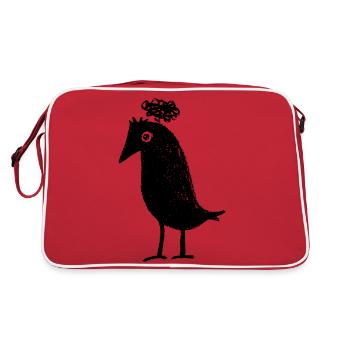 Thoughtful Raven Overthinker Thoughts ADHD Goth - Retro Bag - red/white - Back