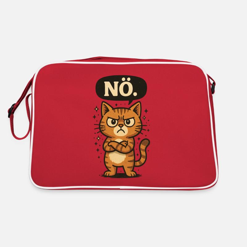 Statement Nö Katze Nein Spruch Retro Tasche
