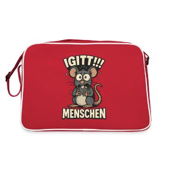 Yuck, I hate people, funny saying - Retro Bag - red/white - Back