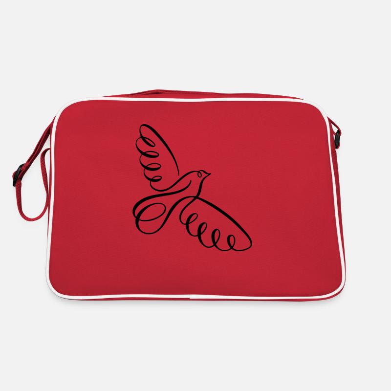 Pencil Line Type Oiseau - Sac Retro - rouge/blanc
