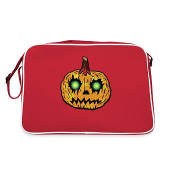 Pumpkin face with shining eyes Halloween - Retro Bag - red/white - Back
