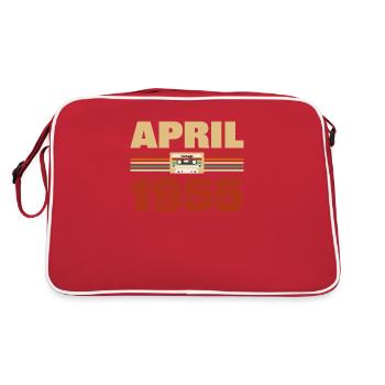 68. Geburtstag April Jahrgang 1955 Geschenkidee - Retro Tasche - Rot/Weiß - Hinten