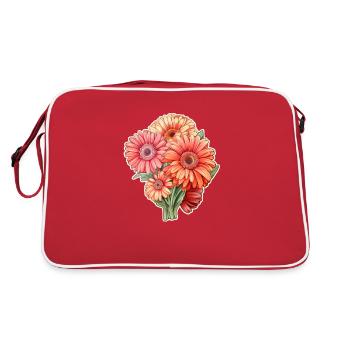 Gerbera Daisies 4 Blüten - Retro Tasche - Rot/Weiß - Hinten