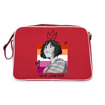 Aimez-vous avec une fille d’anime à lunettes et lesbienne - Sac Retro - rouge/blanc - Dos