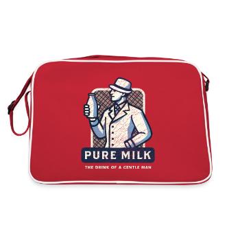 Pure Milk - drink of a gentle man funny shirt - Retro Bag - red/white - Back