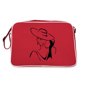 Beautiful lady in hat and gloves - Retro Bag - red/white - Back