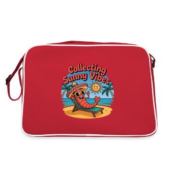 Ambiance estivale ensoleillée Drôle de crabe sur la plage - Sac Retro - rouge/blanc - Dos