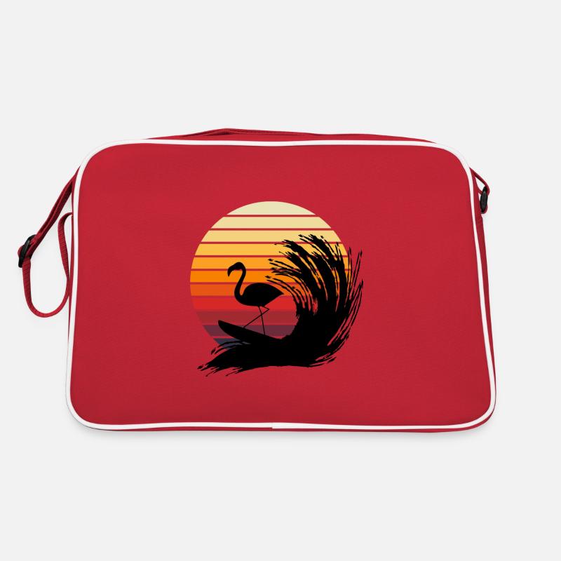 Surfender Flamingo - Retro Tasche - Rot/Weiß