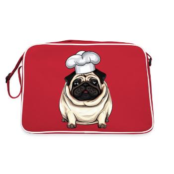 Cooking Pug, Creative Dog Design - Retro Bag - red/white - Back