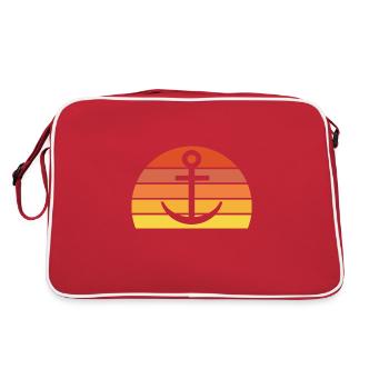 Anchor retro sunset beach feeling - Retro Bag - red/white - Back