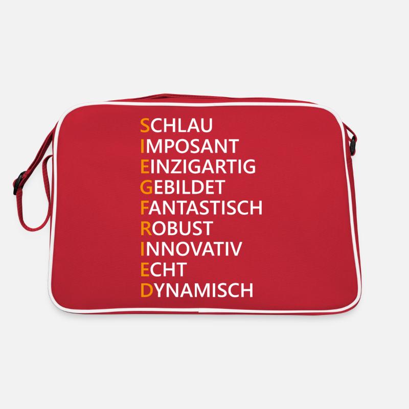 Siegfried Name Geschenk - Retro Tasche - Rot/Weiß
