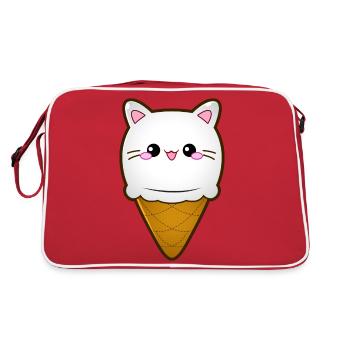 Ice Cream Cat Eiscreme Eis Katze Vanille Eiskugel - Retro Tasche - Rot/Weiß - Hinten