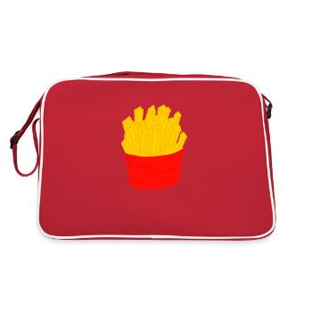 Frites - Nourriture - Cadeau - Sac Retro - rouge/blanc - Dos