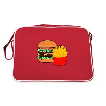 Burger - dessin - frites - Sac Retro - rouge/blanc - Dos