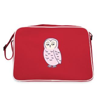 Eule Genervt Lustig - Retro Tasche - Rot/Weiß - Hinten