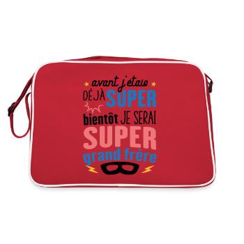 Annonce Grossesse Futur Super Grand Frère Garçon - Sac Retro - rouge/blanc - Dos