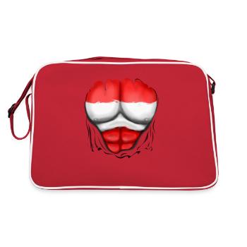 Österreich Flagge Gerippt Muskeln - Retro Tasche - Rot/Weiß - Hinten