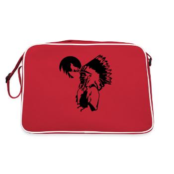 Indian chef wolf chef indien loup usa tattoo spir - Retro Bag - red/white - Back