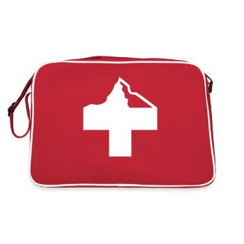 Schweizerkreuz mit Berg - Retro Tasche - Rot/Weiß - Hinten