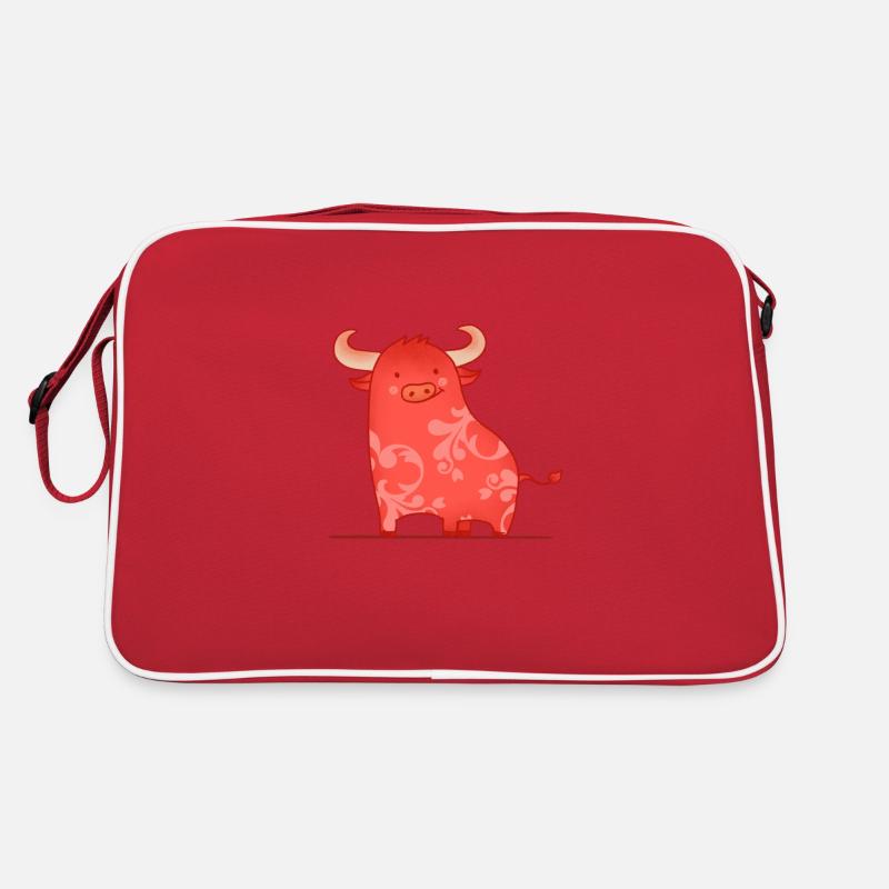 Glücklicher Stier - Retro Tasche - Rot/Weiß