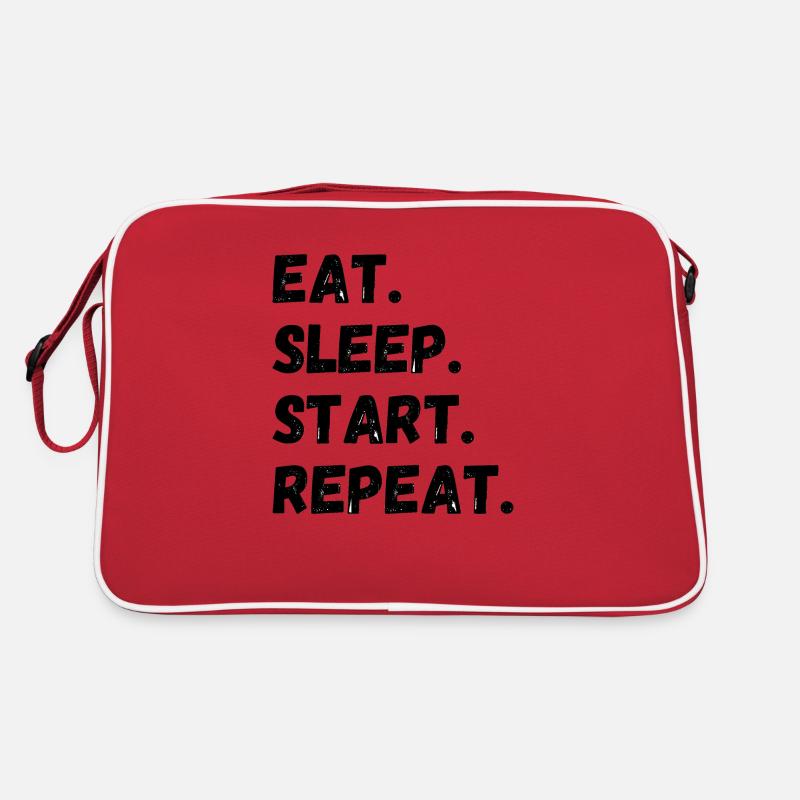 Eat Sleep Start Repeat - Retro Bag - red/white