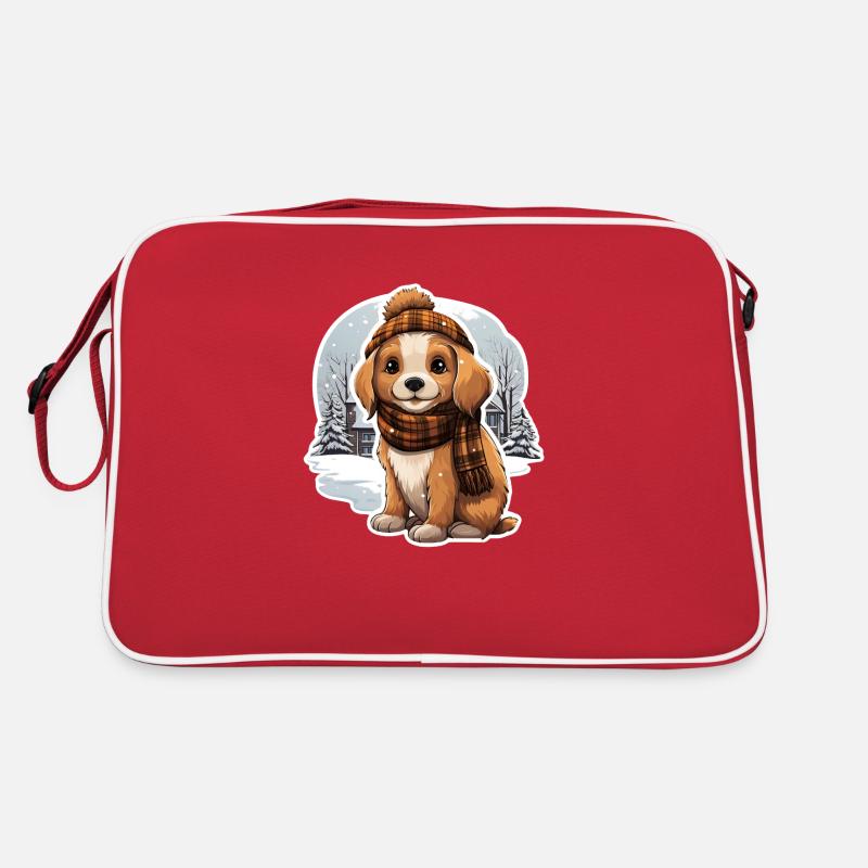 Chien avec chapeau et écharpe Sac Retro