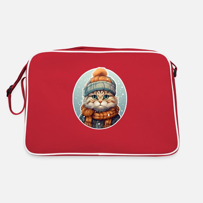 Katze im Winter Retro Tasche