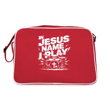 Rhythmus für den Glauben - Retro Tasche - Rot/Weiß - Hinten