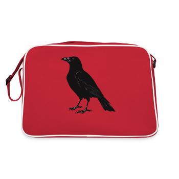 schwarzer Vogel - Retro Tasche - Rot/Weiß - Hinten