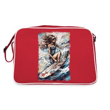 Bikini surf lady avec des vibrations estivales dans un style vintage - Sac Retro - rouge/blanc - Dos