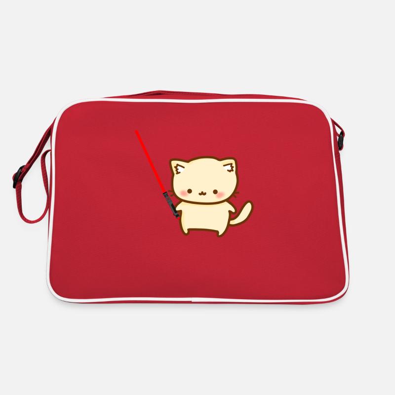 Süße Katze mit einem roten Lichtschwertern Retro Tasche