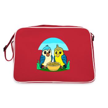 Wellis surpris en mangeant. - Sac Retro - rouge/blanc - Dos