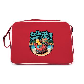 Ambiance estivale ensoleillée Drôle de crabe sur la plage - Sac Retro - rouge/blanc - Dos