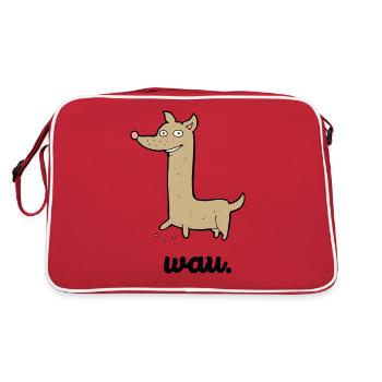 Lustiger Hund | Wau Hunde Design | Süßes Geschenk - Retro Tasche - Rot/Weiß - Hinten