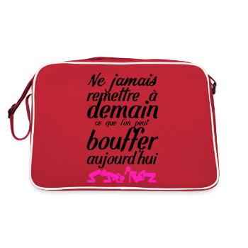 humour couple sexe amour bouffer chatte citation - Sac Retro - rouge/blanc - Dos