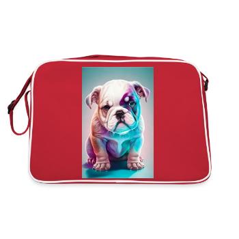 Colorful bulldog puppy - Retro Bag - red/white - Back