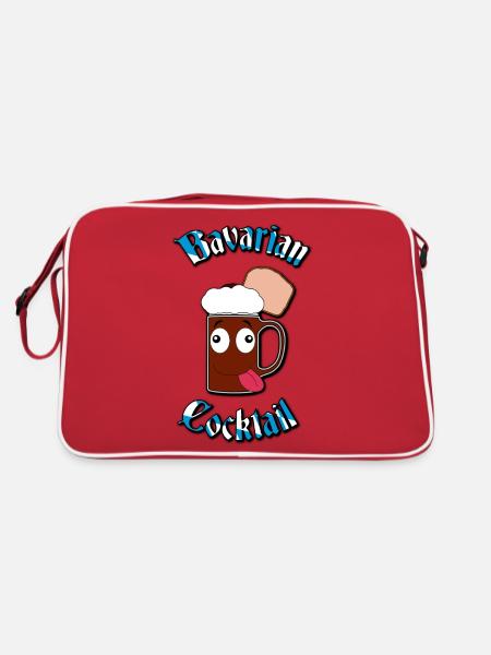 Bavarian Cocktail / Goaßmaß V2 - Retro Tasche - Rot/Weiß - Hinten