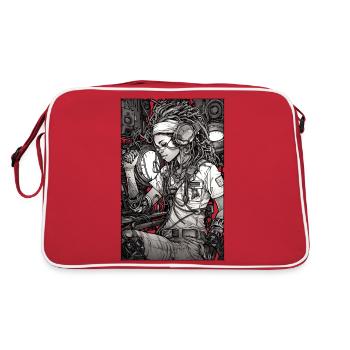 Tech girl, black and white, , Digital - Sac Retro - rouge/blanc - Dos